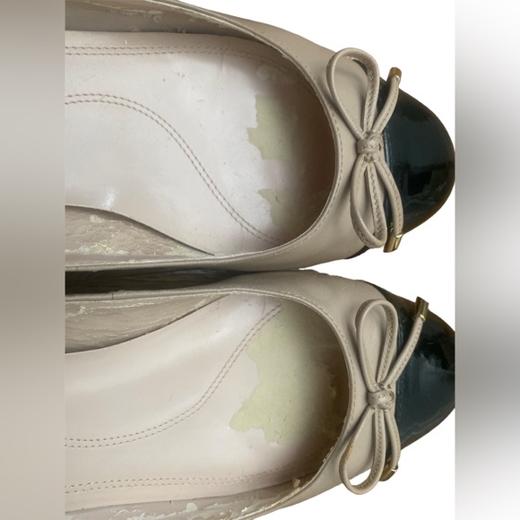 Tahari shoes ballet style womens low block heel black cream bow size 9 maisy - Picture 3 of 8